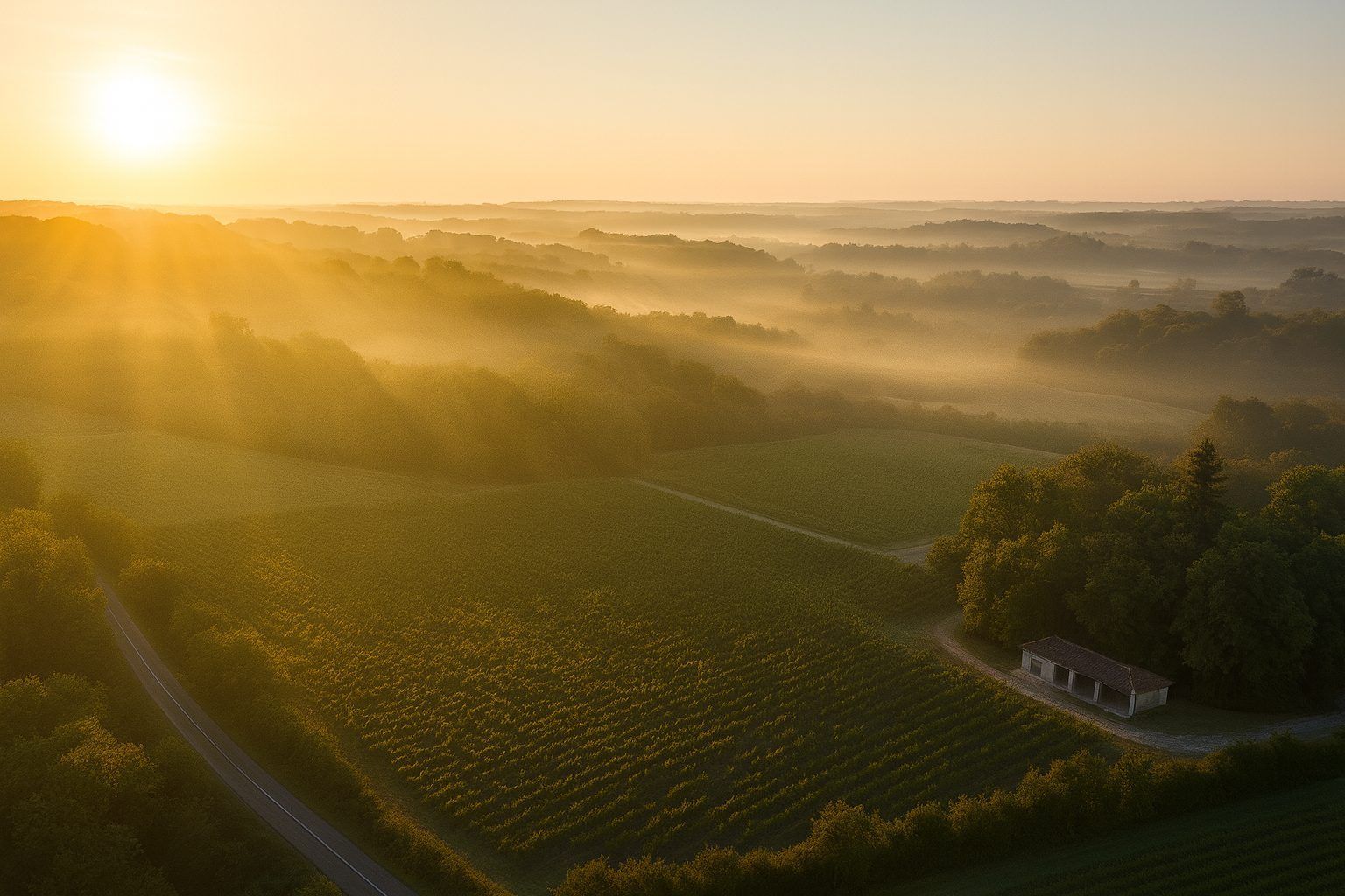 Blick über die Domaine aux Conseillans bei Bordeaux
